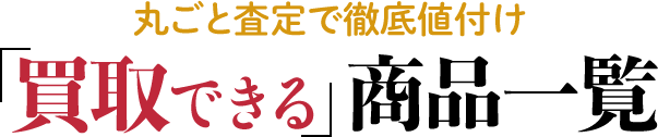 買取できる商品一覧〜丸ごと査定で徹底値付けします〜